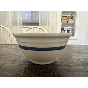 Roseville Memories Ohio Pottery 10” Blue Banded  Mixing Bowl Vintage